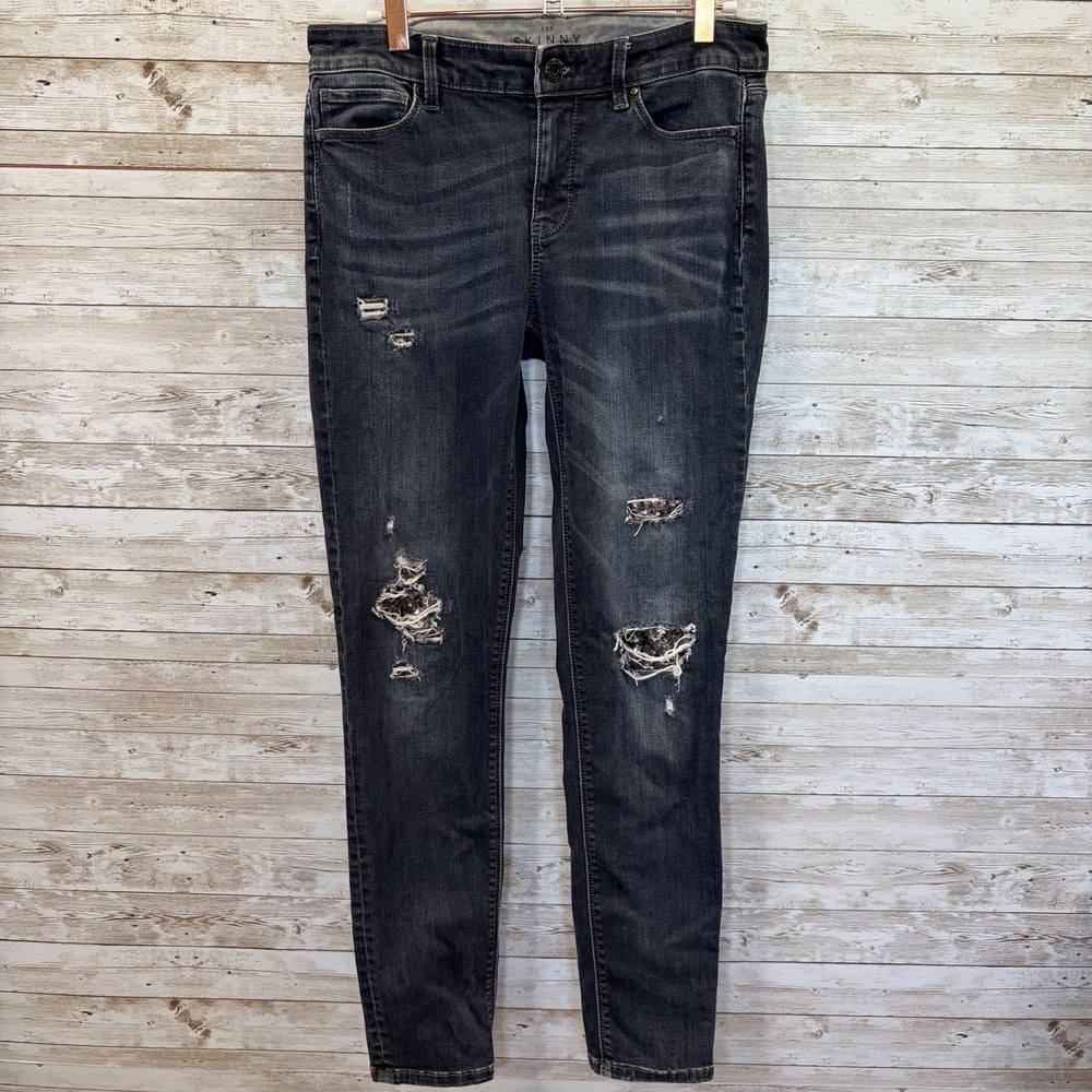 WHBM White House Black Market Womens 6 Jeans The Skinny Distressed‎ Sequins